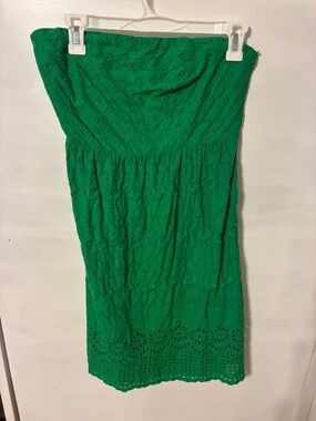 Old Navy Green Eyelet Strapless Dress